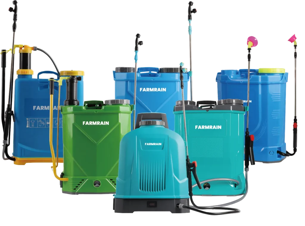 FARMRAIN offers a range of knapsack sprayers, including electric, manual, and 2-in-1 and stirring knapsack sprayers, as well as batteries and accessories.